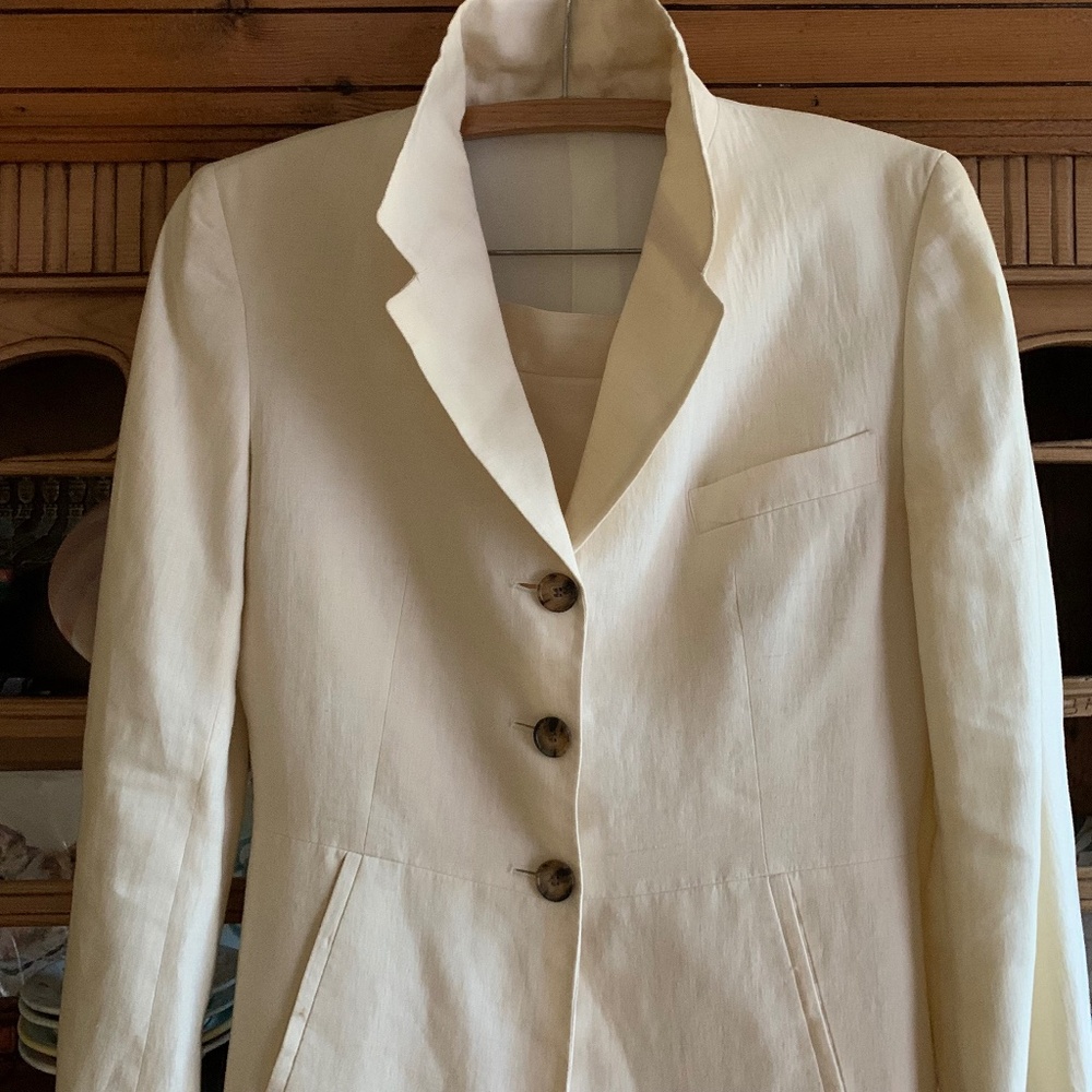Ann Freedberg Linen Suit Set - Ivory USA ILGWU - Size 6 - Vintage